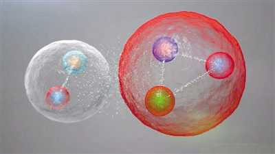 圖⑤ 五夸克粒子中夸克分布藝術圖。